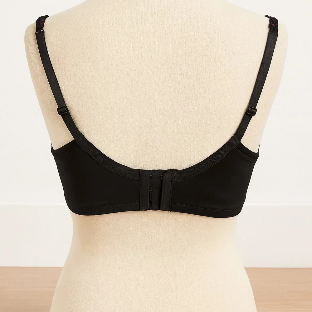 Cacique Black & Pink Lace Underwire Bra 42C • Lined Cups - Picture 5 of 6